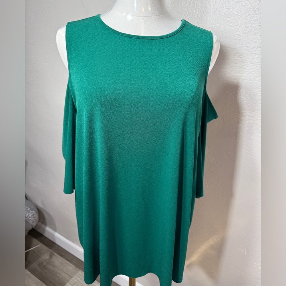 Worthington Emerald Green Cold Shoulder Blouse Size Large